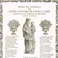 Coleccionismo: 1975 FACSIMIL GOIGS EN LLOANÇA DE NOSTRA SENYORA DE CASTELL-LLEBRE BISBAT D´URGELL. Lote 223934170