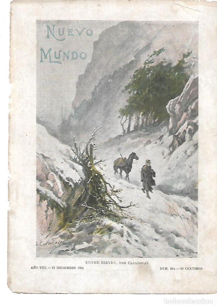 Colecionismo: A&Ntilde;O 1901 RECORTE PRENSA PINTURA DIBUJO ENTRE NIEVES POR CASANOVAS