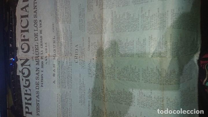 Coleccionismo: ANTIGUO PREGON OFICIAL DE LAS FIESTAS DE SAN MIGUEL DE LOS SANTOS 1945 , LEER DESCRIPCION