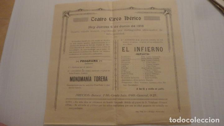 Coleccionismo: TEATRO CIRCO IBERICO.VELADA TEATRAL.AYAMONTE 1918.PILAR PE&Ntilde;A.ADRIAN GARCES.VITALIANO GOMEZ.