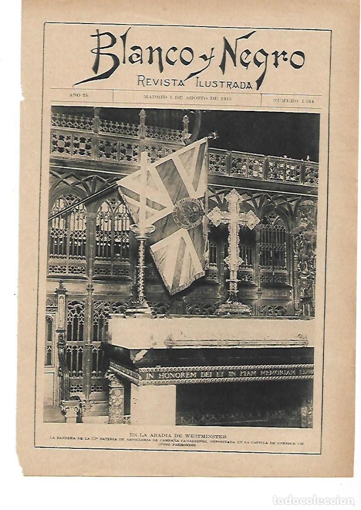 Collectionnisme: A&Ntilde;O 1915 RECORTE PRENSA BANDERA 22 BATERIA ARTILLERIA CAMPA&Ntilde;A CANADIENSE GUERRA ABADIA WETSMINSTER