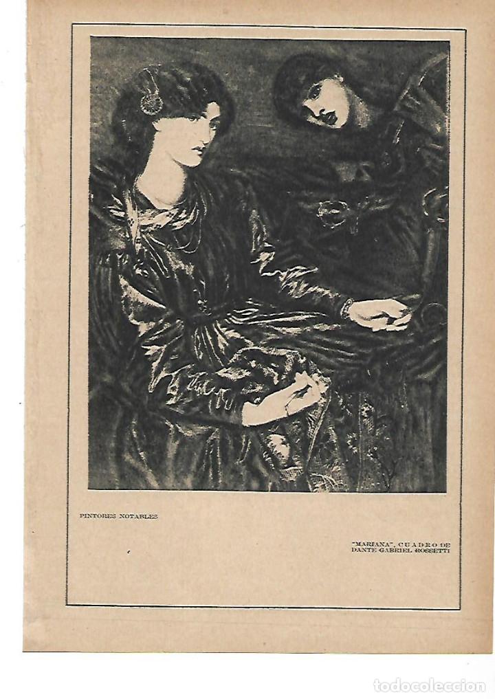 Collezionismo: A&Ntilde;O 1915 RECORTE PRENSA PINTURA REPRODUCCION CUADRO MARIANA DE DANTE GABRIEL ROSSETTI