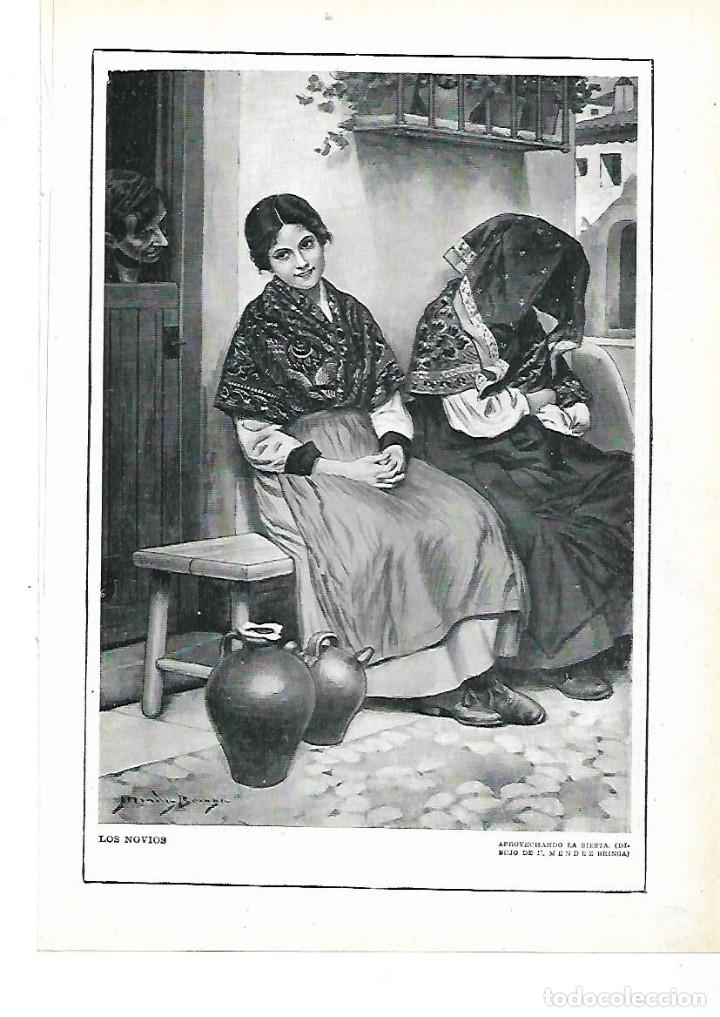 Collectionnisme: A&Ntilde;O 1915 RECORTE PRENSA LAMINA DIBUJO LOS NOVIOS APROVECHANDO LA SIESTA POR MENDEZ BRINGA