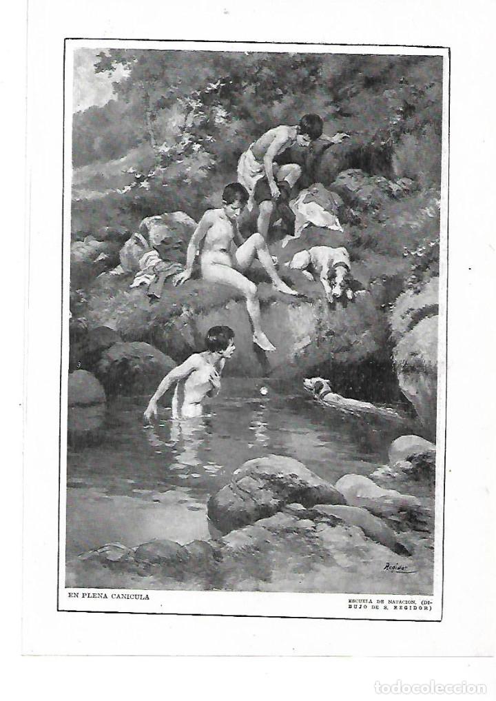 Colecionismo: A&Ntilde;O 1915 RECORTE PRENSA DIBUJO EN PLENA CANICULA ESCUELA DE NATACION POR REGIDOR