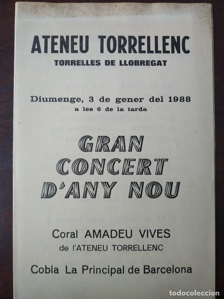 Colecionismo: Programa Gran concert d&acute;any Nou 1988 Ateneu Torrellenc coral Amadeu Vives de Torrelles de Llobregat