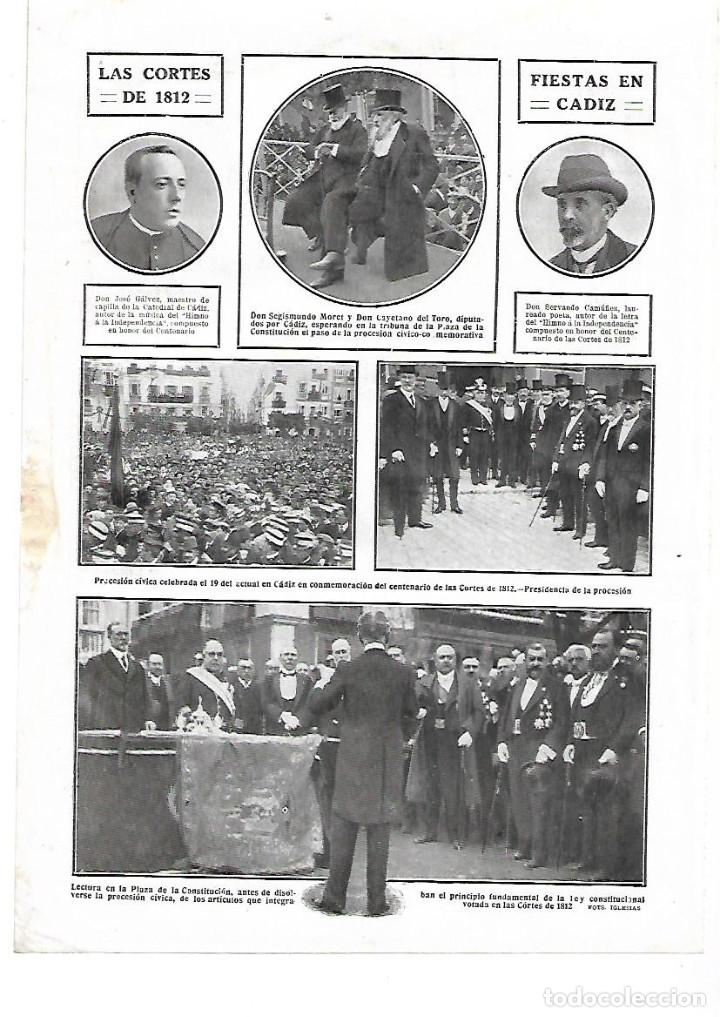 Colecionismo: A&Ntilde;O 1912 RECORTE PRENSA CADIZ FIESTAS PROCESION CIVICA CONMEMORACION CORTES DE CADIZ DE 1812