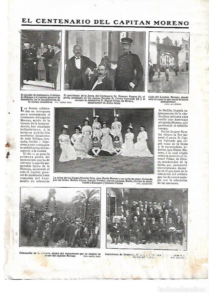Colecionismo: A&Ntilde;O 1910 RECORTE PRENSA CELEBRACION CENTENARIO CAPITAN MORENO ANTEQUERA MONUMENTO