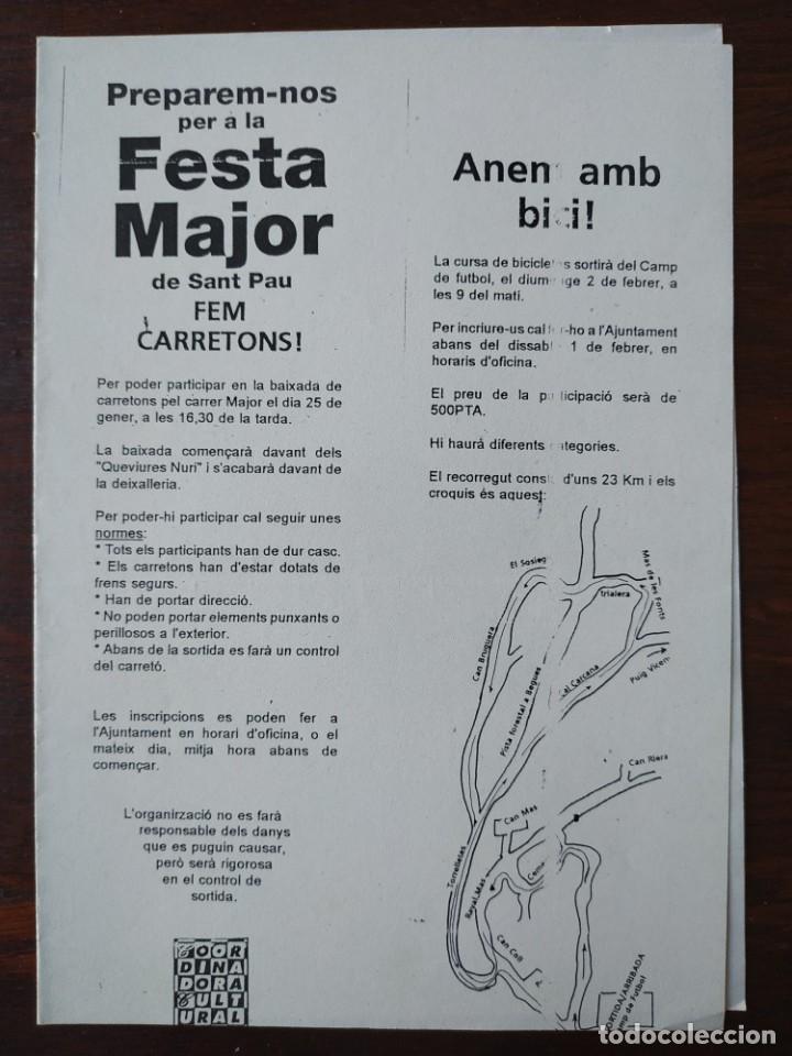 Colecionismo: Fullet&oacute; de la festa de Sant Pau de Torrelles de Llobregat, curda de carretons anys 90&acute;s