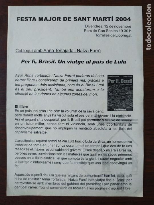 Colecionismo: Fullet&oacute; presentaci&oacute; del llibre Per Fi, Brasil en la Festa de Sant Marti 2004 Torrelles de Llobregat