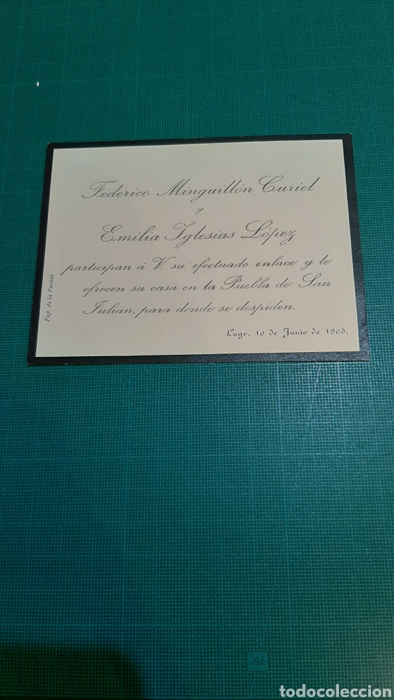 Sammelleidenschaft Papier: MONDO&Ntilde;EDO BOTICARIO Lugo 1905 Federico Minguillon Curiel enlace Puebla San Julian padre pintor