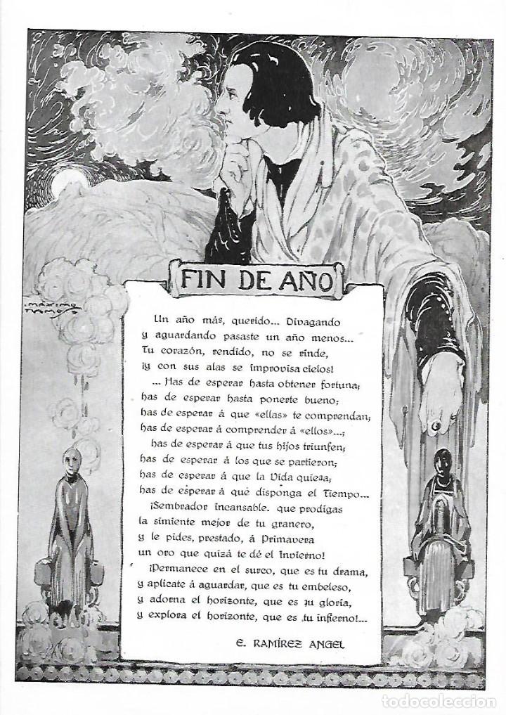 Colecionismo: A&Ntilde;O 1922 RECORTE PRENSA POESIA FIN DE A&Ntilde;O POR E RAMIREZ ANGEL DIBUJO MAXIMO RAMOS
