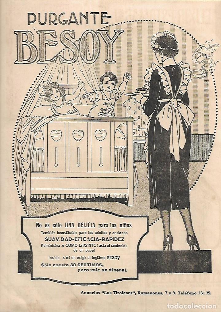Colecionismo: A&Ntilde;O 1919 RECORTE PRENSA PUBLICIDAD PURGANTE BESOY
