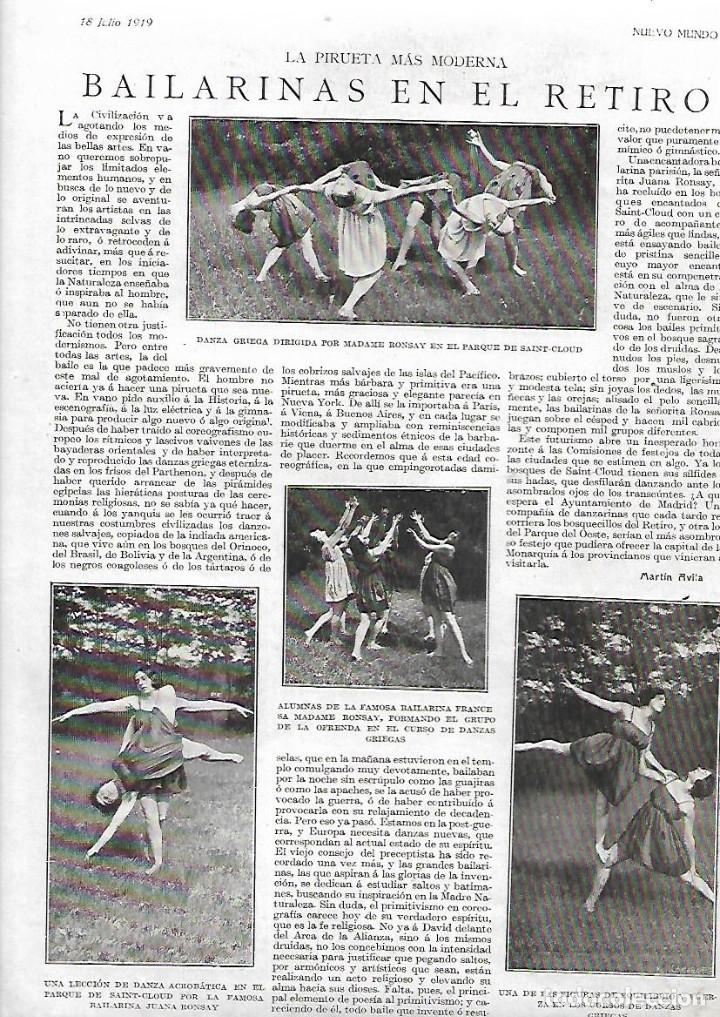 Colecionismo: A&Ntilde;O 1919 RECORTE PRENSA BAILARINAS EN EL PARQUE DE SAINT CLOUD BALLET DANZA GRIEGA MADAME RONSAY