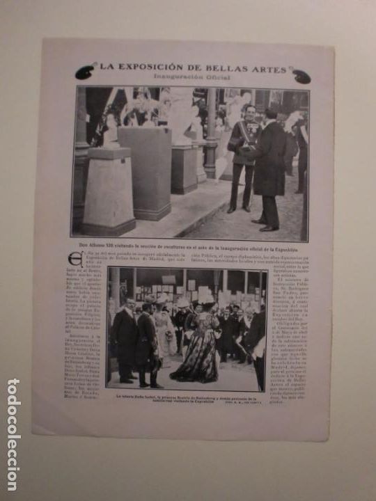 Collecting paper: INAUGURACION DE LA EXPOSICION DE BELLAS ARTES EN MADRID - 7/5/1908