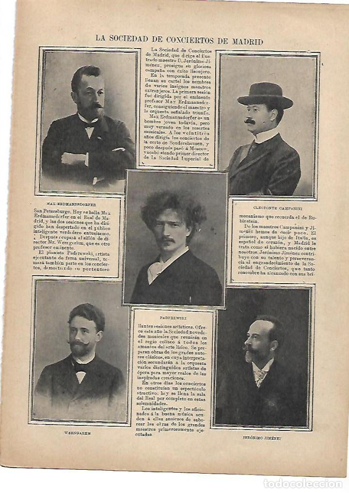 Colecionismo: A&Ntilde;O 1901 SOCIEDAD DE CONCIERTOS DE MADRID MUSICA MAX ERDMANNSDORFER CAMPANINI PADFREWSKI WERNGHARM