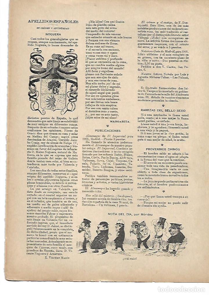 Collecting paper: A&Ntilde;O 1901 RECORTE PRENSA HERALDICA APELLIDOS ESPA&Ntilde;OLES NOGUERA ESCUDO ORIGEN ANTIGUEDAD