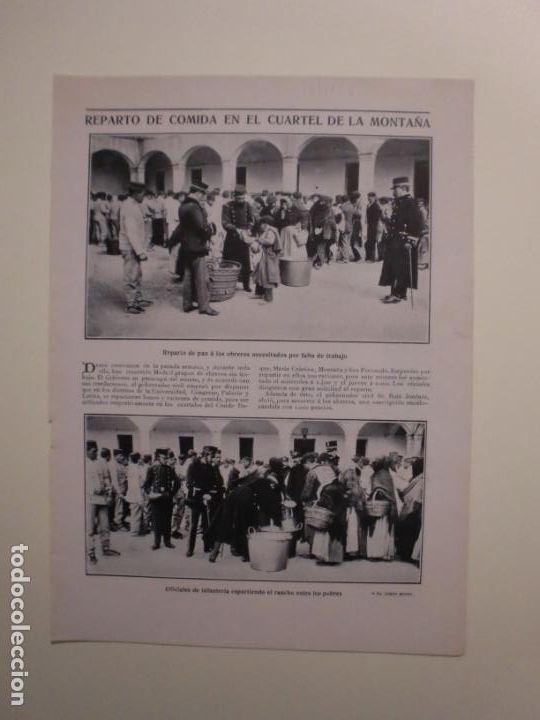 Collezionismo: REPARTO DE COMIDA EN EL CUARTEL DE LA MONTA&Ntilde;A MADRID - VISTAS DE LAS ISLAS CANARIAS - 5/4/1906
