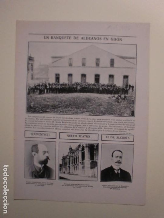 Coleccionismo: BANQUETE ALDEANOS GIJ&Oacute;N - HISTORIETA KARIKATO - TEATRO AVILES - DR. ALCORTA - 5/4/1906