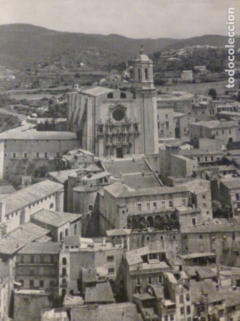 Collectionnisme: GERONA LA CATEDRAL VISTA AEREA ANTIGUA LAMINA HUECOGRABADO