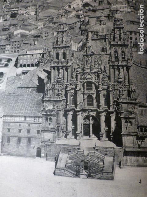 Collectionnisme: SANTIAGO DE COMPOSTELA CATEDRAL VISTA AEREA ANTIGUA LAMINA HUECOGRABADO