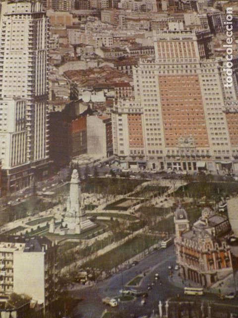 Collecting paper: MADRID PLAZA DE ESPA&Ntilde;A VISTA AEREA ANTIGUA LAMINA HUECOGRABADO
