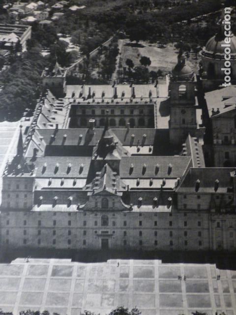 Coleccionismo: EL ESCORIAL MADRID VISTA AEREA ANTIGUA LAMINA HUECOGRABADO