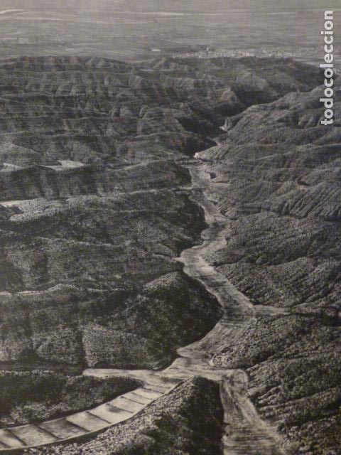 Collecting paper: SIERRA DE ALCUBIERRE ZARAGOZA VISTA AEREA ANTIGUA LAMINA HUECOGRABADO