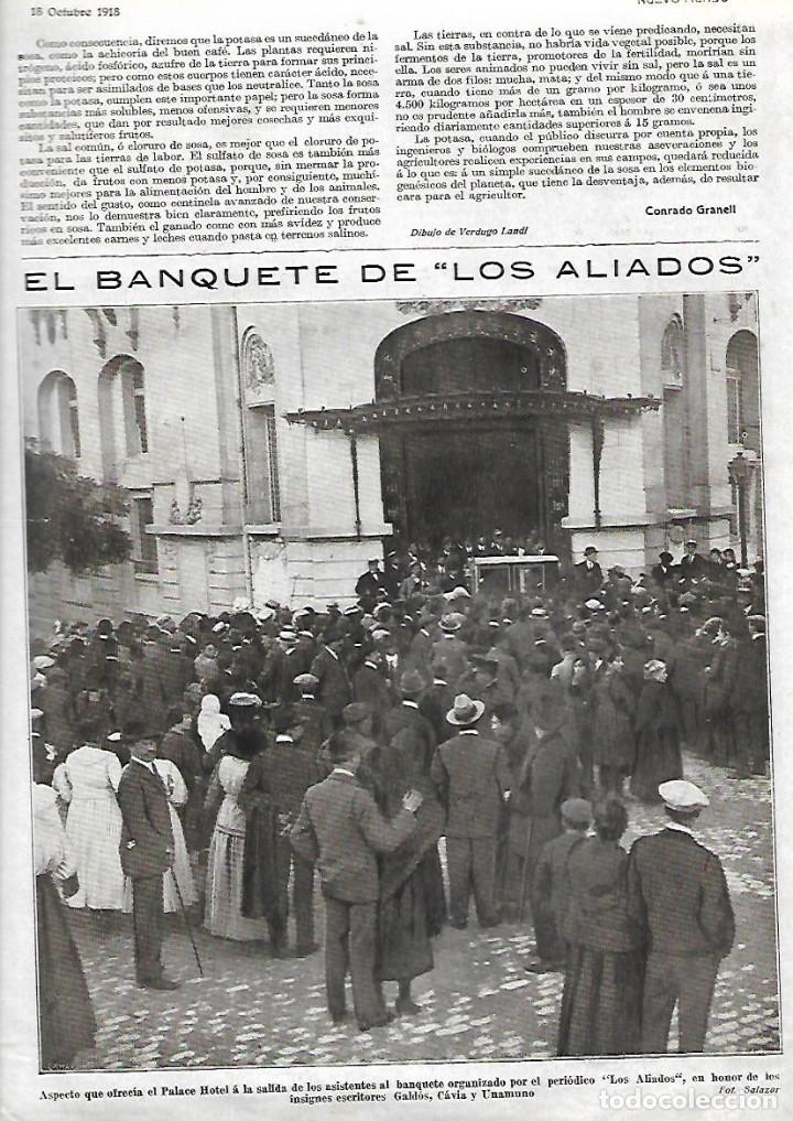 Coleccionismo: A&Ntilde;O 1918 RECORTE PRENSA PALACE HOTEL BANQUETE PERIODICO LOS ALIADOS EN HONOR GALDOS CALVIA Y UNAMUNO