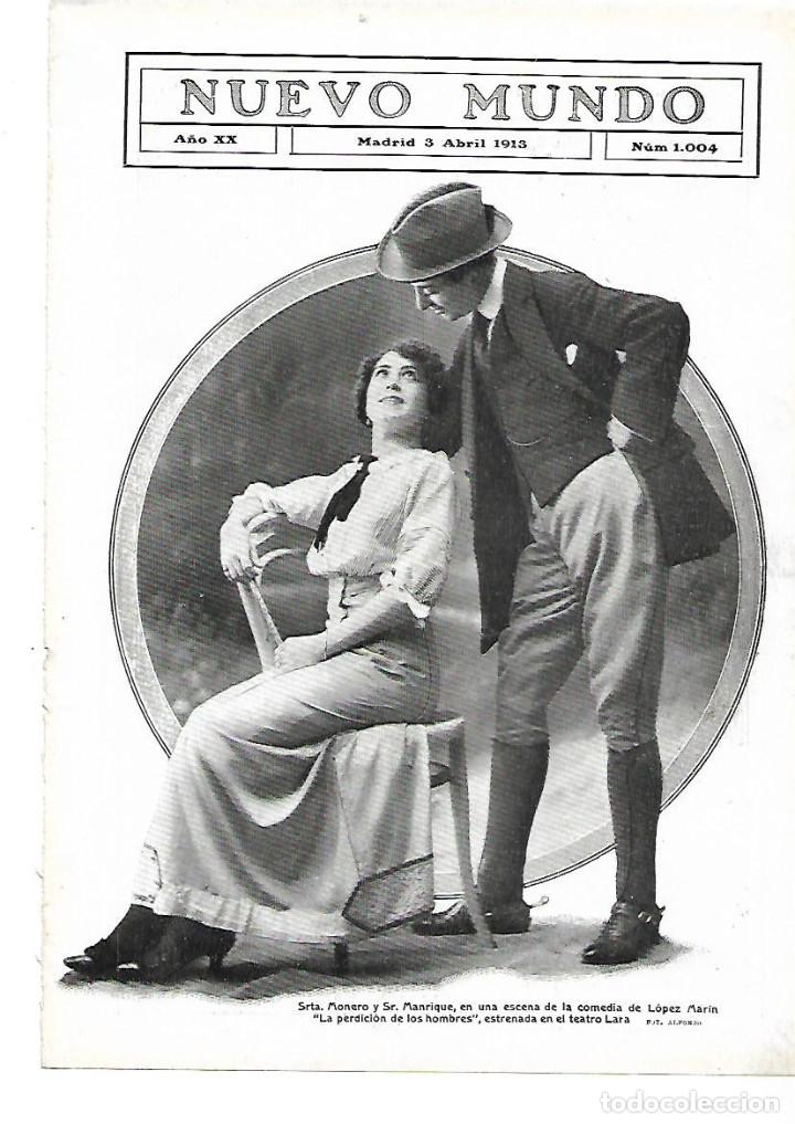 Colecionismo: A&Ntilde;O 1913 RECORTE PRENSA ACTORES SRTA MORENO SR MANRIQUE OBRA LA PERDICION DE LOS HOMBRES TEATRO LARA