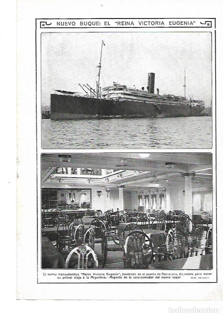 Collectionnisme: A&Ntilde;O 1913 RECORTE PRENSA EL NUEVO BUQUE REINA VICTORIA EUGENIA PUERTO DE BARCELONA TRANSATLANTICO