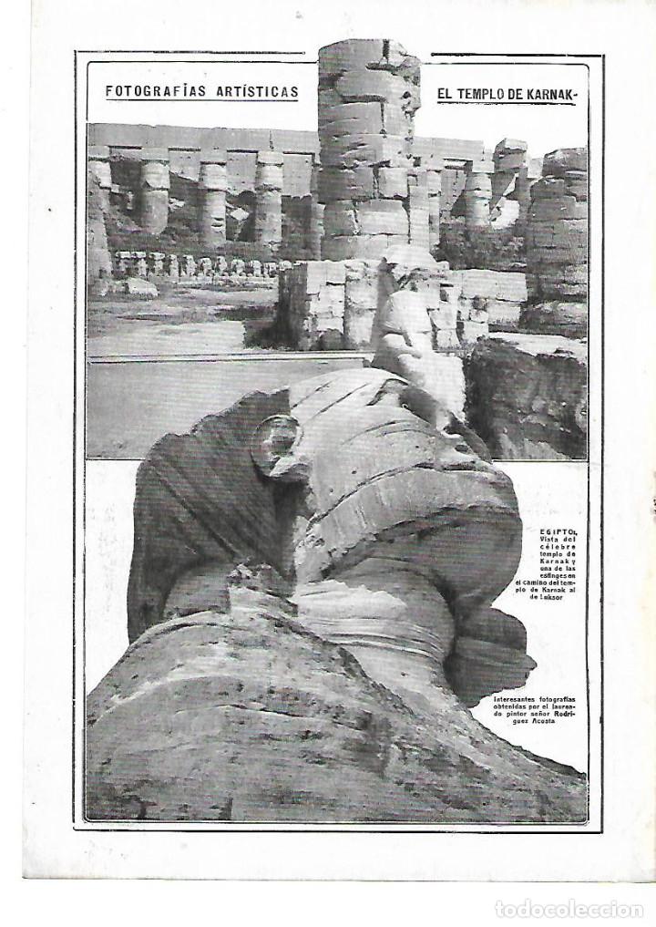 Colecionismo: A&Ntilde;O 1913 RECORTE PRENSA FOTOGRAFIAS ARTISTICAS EL TEMPLO DE KARNAK EGIPTO PINTOR RODRIGUEZ ACOSTA