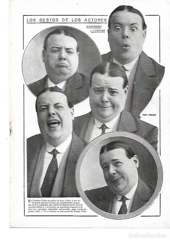 Colecionismo: A&Ntilde;O 1913 RECORTE PRENSA CASIMIRO ORTAS ACTOR TEATRO GESTOS INTERPRETACION