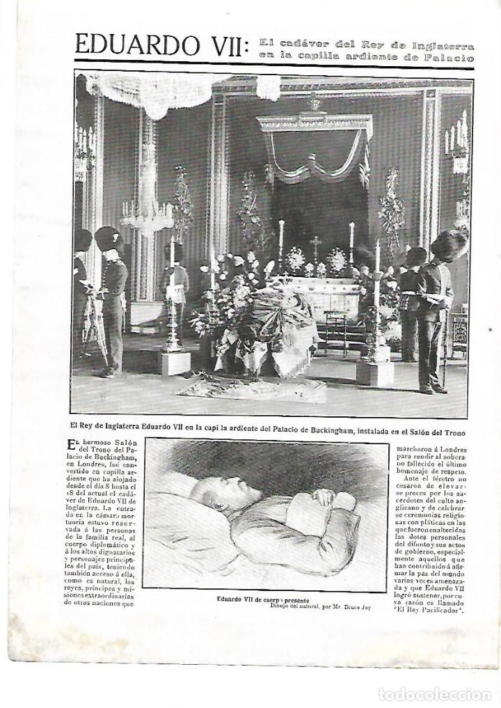 Colecionismo: A&Ntilde;O 1910 RECORTE PRENSA MUERTE Y ENTIERRO DEL REY EDUARDO VII DE INGLATERRA CASTILLO WINDSOR