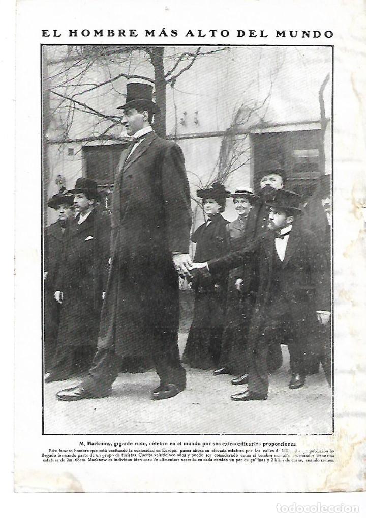 Sammelleidenschaft Papier: A&Ntilde;O 1911 RECORTE PRENSA MACKNOW EL HOMBRE MAS ALTO DEL MUNDO GIGANTE