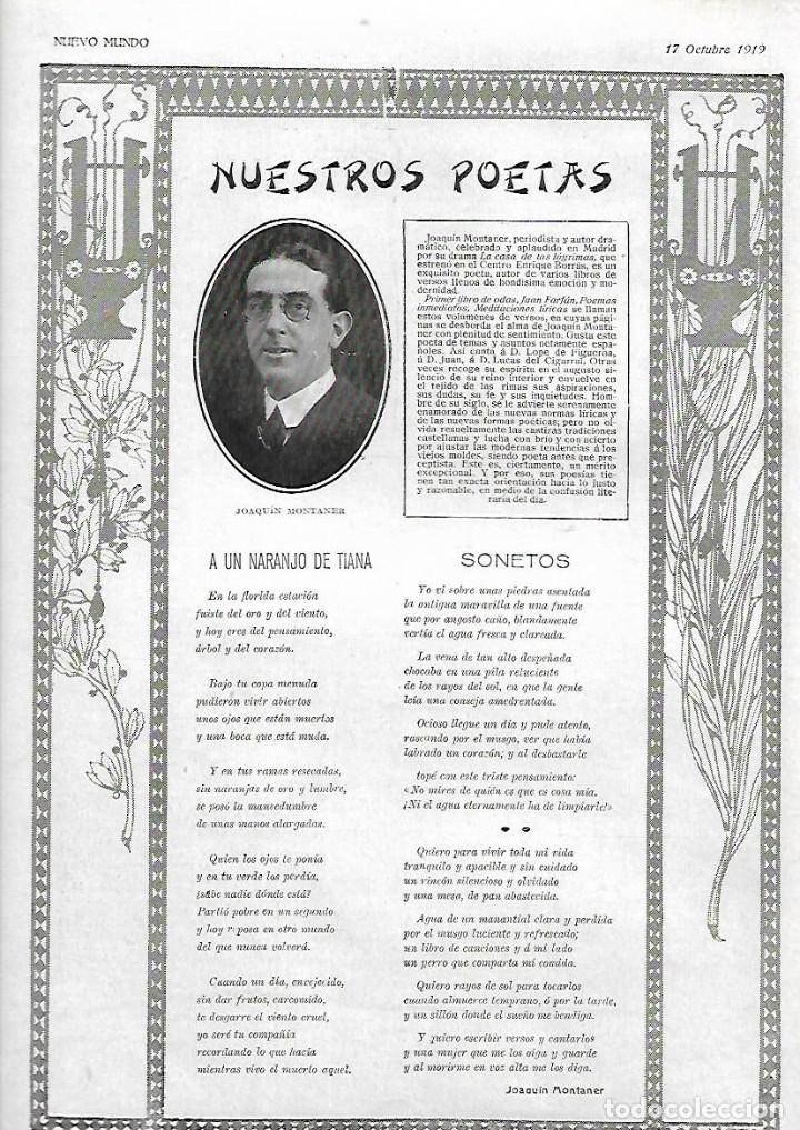 Collectionnisme: A&Ntilde;O 1919 RECORTE PRENSA POESIA SONETO A UN NARANJO DE TIANA POR JOAQUIN MONTANER