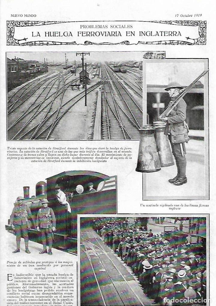 Colecionismo: A&Ntilde;O 1919 HOJA NOTICIA HUELGA FERROVIARIA EN INGLATERRA FERROCARRIL TREN LINEAS FERREAS