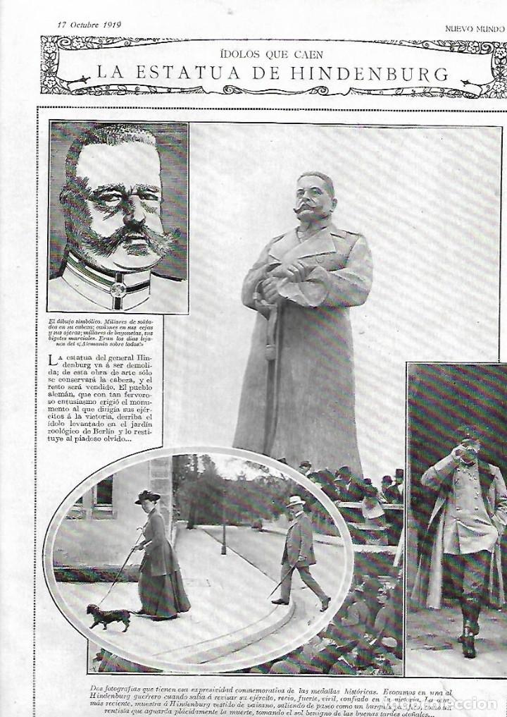 Coleccionismo: A&Ntilde;O 1919 RECORTE PRENSA DEMOLICION ESTATUA DE HINDENBURG ALEMANIA