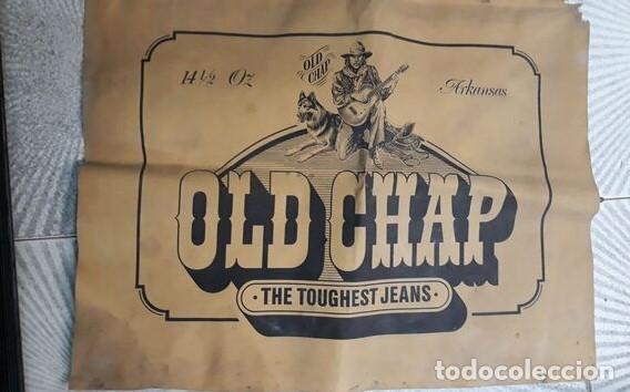 Coleccionismo: PUBLICIDAD VAQUEROS OLD CHAP...PIEL CURTIDA o similar..60 x 50 cm