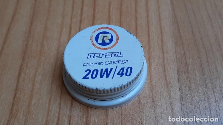 Coleccionismo: Tap&oacute;n de aluminio antiguo -- Lata de aceite -- Repsol -- Precinto Campsa -- 20W/40 --