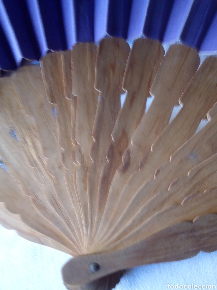 Coleccionismo: Abanico peric&oacute;n de madera y papel - Foto 3