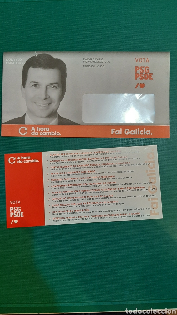 Coleccionismo: 2020 PSOE ELECCIONES sobre impreso - Foto 1