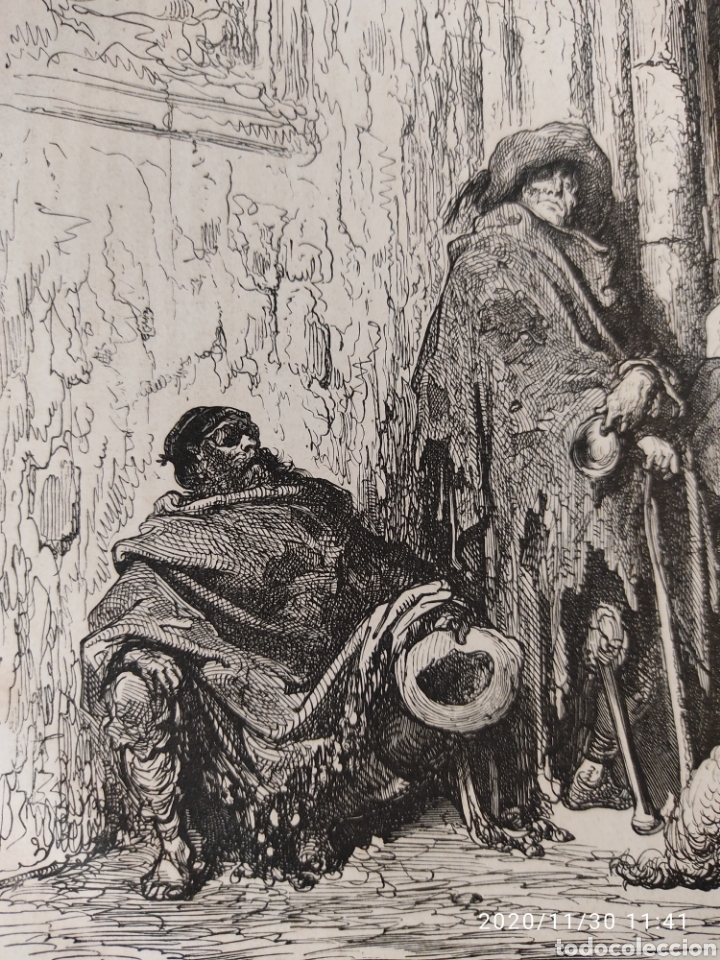 Coleccionismo: Litg. De G. DORE ( mendigos en la puerta de la catedral de Barcelona) - Foto 6 - 227816170
