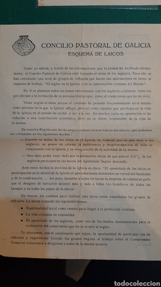 Collectionnisme: GALICIA CONCILIO PASTORAL ESQUEMA DE LAICOS RELIGI&Oacute;N LIBRERIA O ALMAC&Eacute;N DO COLISEVM COLECCIONISMO