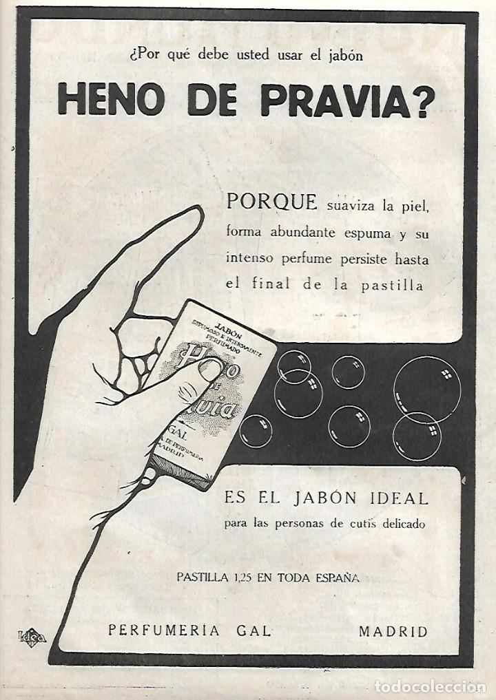 Coleccionismo: A&Ntilde;O 1919 RECORTE PRENSA PUBLICIDAD PASTILLA DE JABON HENO DE PRAVIA PERFUMERIA GAL MADRID