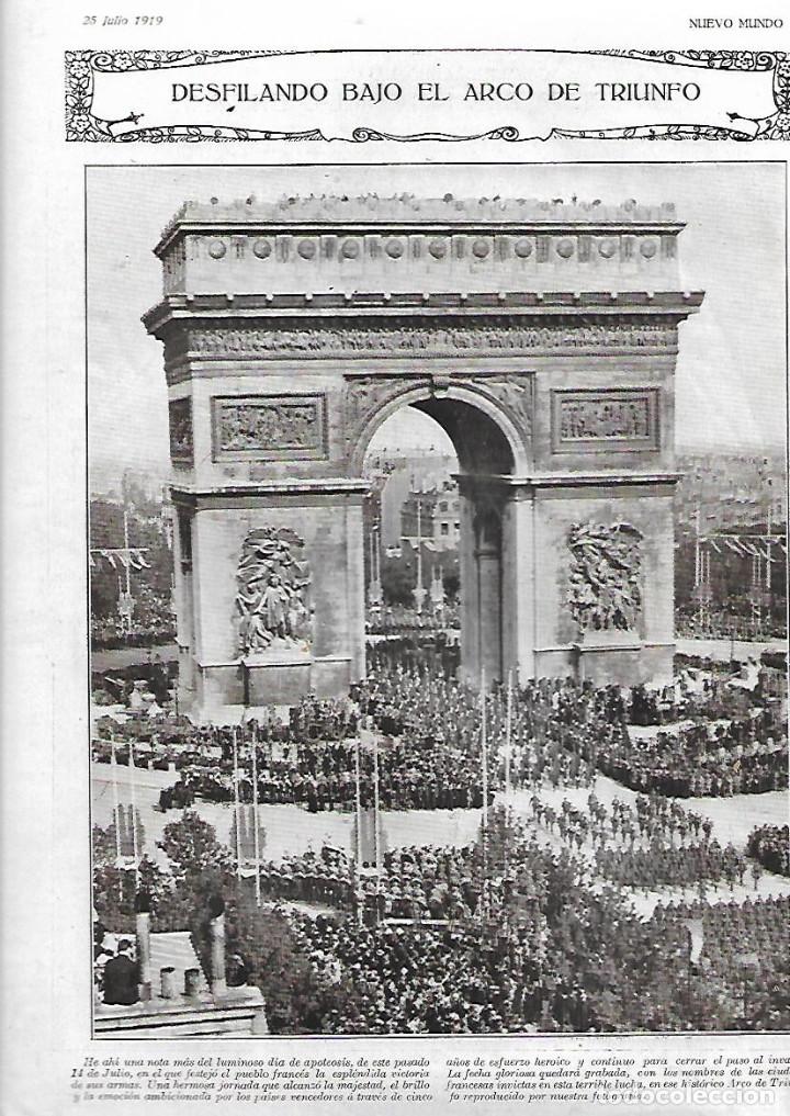Coleccionismo: A&Ntilde;O 1919 RECORTE PRENSA FIESTA DEL 14 DE JULIO PARIS FRANCIA DESFILE ARCO DE TRIUNFO