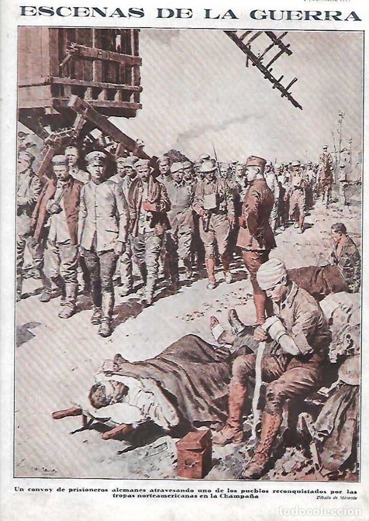 Coleccionismo: A&Ntilde;O 1918 RECORTE PRENSA DIBUJO ESCENAS GUERRA PRISIONEROS ALEMANES EN LA CHAMPA&Ntilde;A POR MATANIA