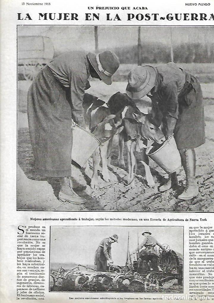 Colecionismo: 1918 RECORTE PRENSA LA MUJER AMERICANA EN LA POST GUERRA POSGUERRA TRABAJOS ESCUELA AGRICULTURA NY