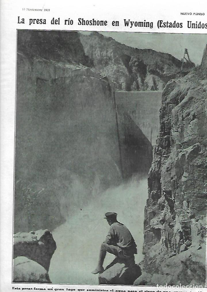 Colecionismo: A&Ntilde;O 1918 RECORTE PRENSA PANTANO EMBALSE LA PRESA DEL RIO SHOSHONE EN WYOMING ESTADOS UNIDOS
