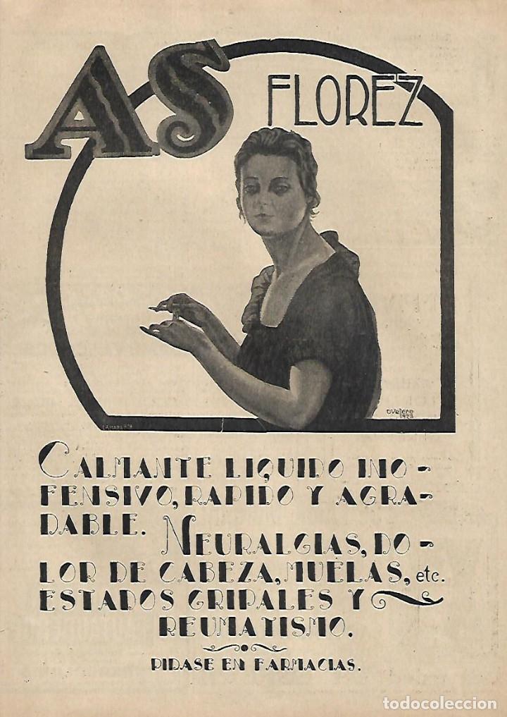 Colecionismo: A&Ntilde;O 1923 RECORTE PRENSA PUBLICIDAD AS FLOREZ CALMANTE LIQUIDO FARMACIA PRODUCTOS FARMACEUTICOS