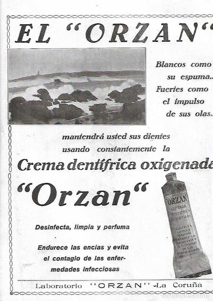 Sammelleidenschaft Papier: A&Ntilde;O 1923 RECORTE PRENSA PUBLICIDAD DENTIFRICO ORZAN LA CORU&Ntilde;A CREMA DENTIFRICA OXIGENADA